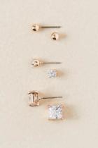 Francesca's Adora Cubic Zirconia Stud Earring Set In Rose Gold - Rose/gold