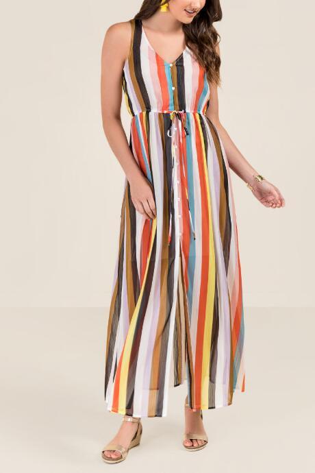 Francesca's Carolina Button Front Maxi Dress - Multi