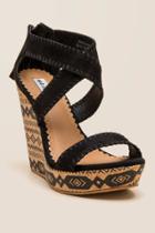 Not Rated Remi Strappy Cork Wedge - Black