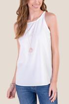 Francesca's Amber Button Shoulder Tank Top - Ivory