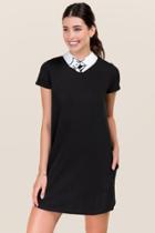 Francesca's Selene Cat Collar Knit Dress - Black