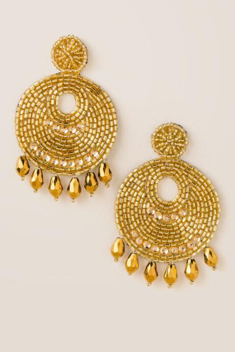 Francesca's Elisa Beaded Statement Earrings In Gold - Gold