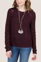 Alya Ronda Lace Up Pullover Sweater - Purple