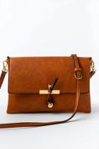 Francesca's Jill Solid Front Hook Crossbody - Brown