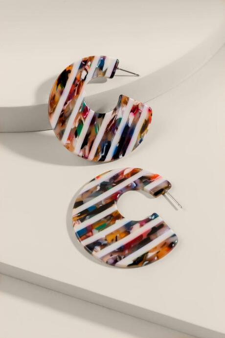 Francesca's Ellie Striped Marbled Resin Earrings - Multi