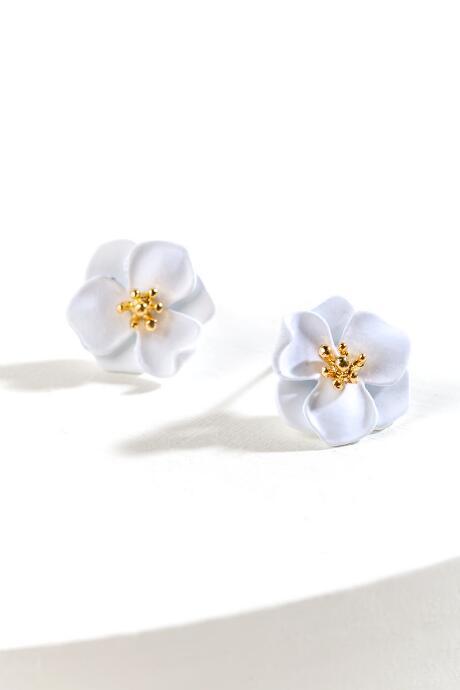 Francesca's Gretchen Flower Stud Earring - White