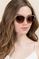 Francesca's Oahu Color Block Cat Eye Sunglasses - Nude