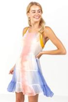 Francesca's Marcella Tie-dye Tiered Cover Up - Pink