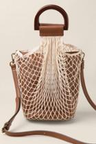 Francesca's Evaline Mesh Net Tote - Cognac