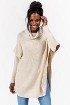 Francesca's Liz Rounded Hem Poncho - Taupe