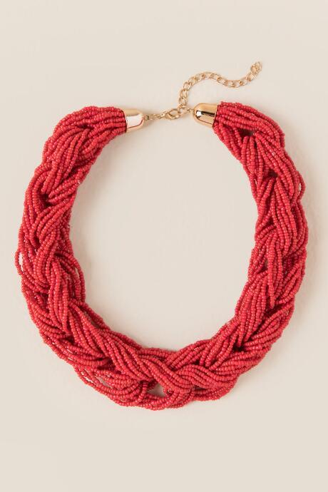 Francesca's Jacelyn Braided Statement Necklace - Red