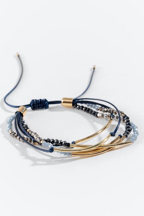 Francesca's Shonte Pull Tie Bracelet In Navy - Navy