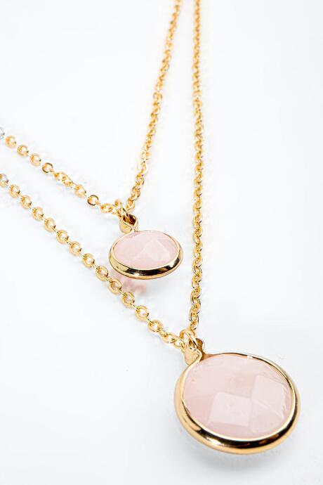 Francesca's Brenna Rose Quartz Layered Necklace - Blush