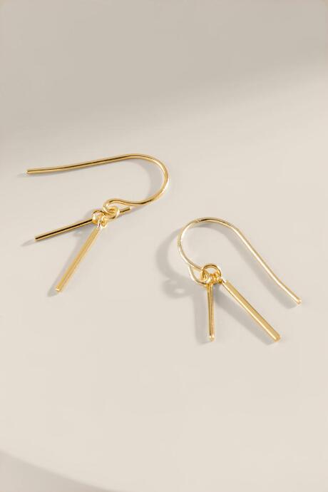 Francesca's Mandie Sterling Bar Earrings - Gold