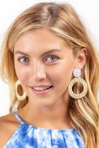 Francesca's Debbie Rattan Circle Drop Earrings - Ivory