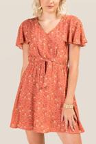 Francesca's Judy Floral A-line Dress - Rose