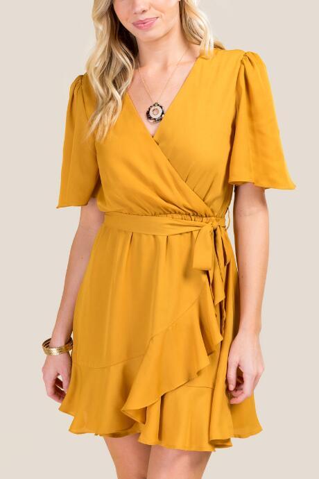 Francesca Inchess Sunnie Ruffle Wrap Dress - Marigold