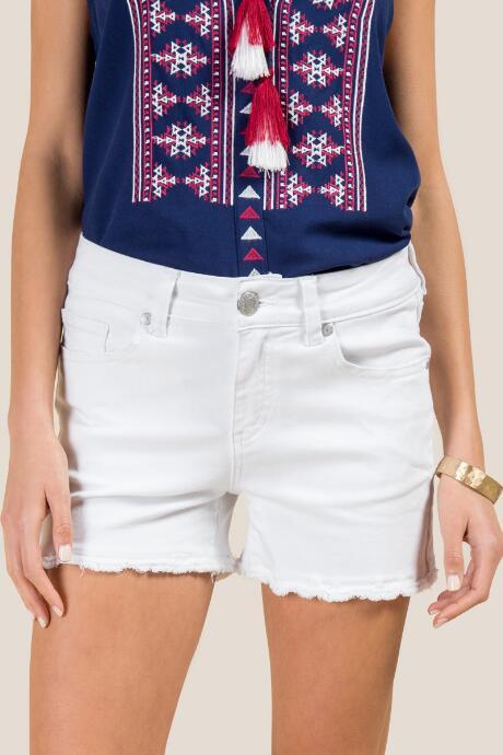 Francesca's Joely Frayed Hem Jean Shorts - White