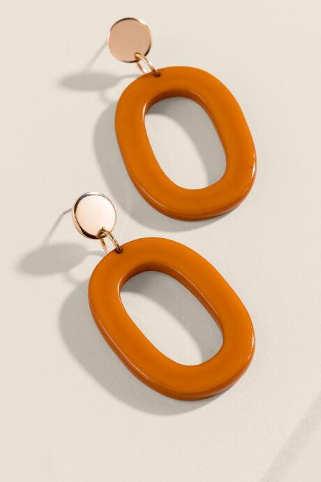 Francesca's Emerson Open Oval Drop Earrings - Brown