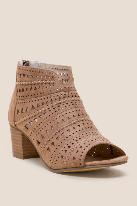 Not Rated Luina Peep Toe Low Block Heel - Taupe