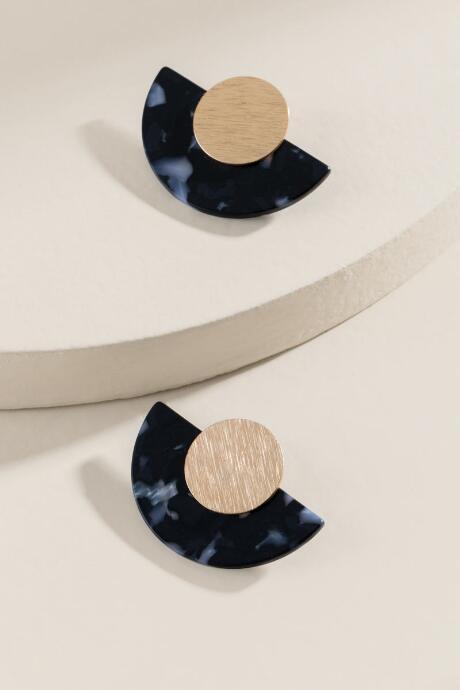 Francesca's Zane Resin Stud Earrings - Black