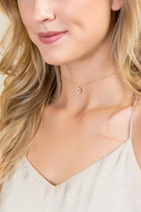 Francesca's Kiera Cubic Zirconia Delicate Choker - Gold