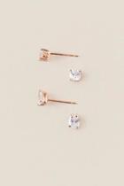 Francesca's Ryanne Cubic Zirconia Stud Earring Set In Rose Gold - Crystal