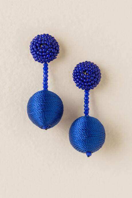 Francesca's Renelle Thread Ball Drop Earring In Navy - Navy
