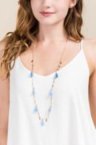 Francesca's Eliana Charm And Tassel Necklace In Blue - Periwinkle