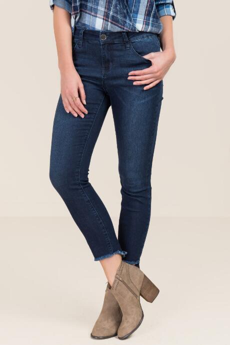 Harper Inverted Step Hem Jeans - Dark