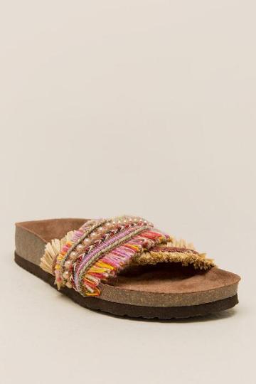 Mojo Moxy Chrisomo Beaded Fringe Sandal - Rust