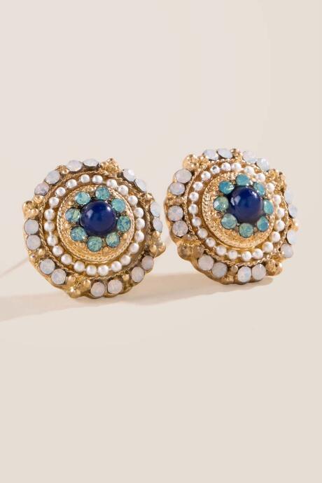 Francesca's Raya Detailed Stone Studs - Navy