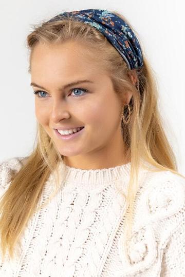 Boho Bandeau In Floral Blue Headband - Blue