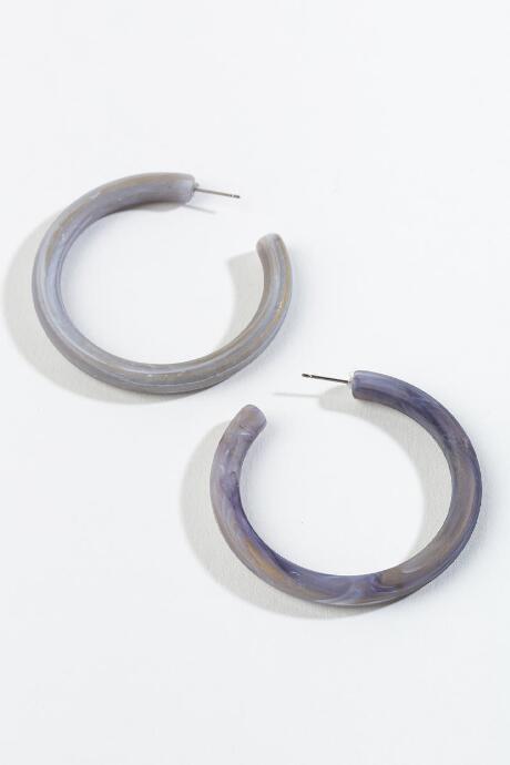 Francesca's Kendra Marble Hoops - Gray