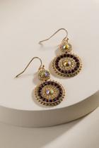 Francesca's Adaline Embellished Drop Earrings - Burgundy