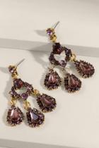 Francesca's Charlotte Faceted Glass Chandelier Earrings - Purple