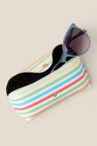 Francesca's Dayton Stripe Sunglasses Case - White