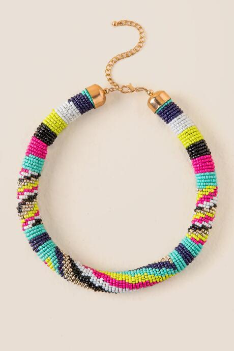 Francesca's Curaao Beaded Statement Necklace - Multi