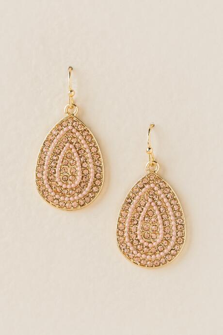 Francesca's Helen Ball Chain Teardrop Earring - Pale Pink