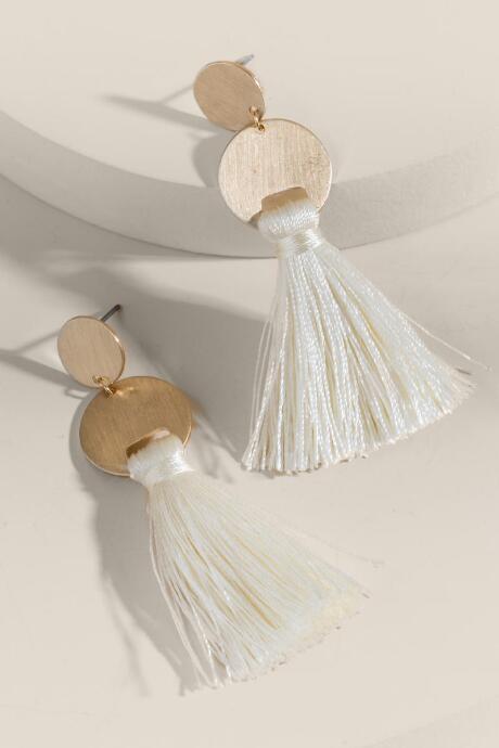 Francesca's Rachel Tassel Drop Earrings - Ivory