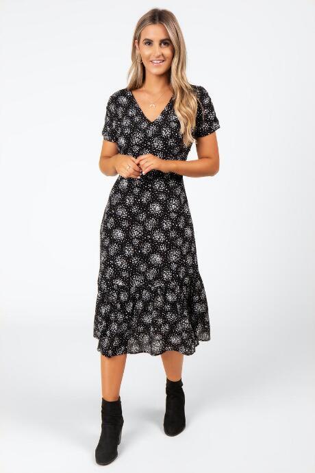 Francesca's Addie Abstract Floral Wrap Dress - Black