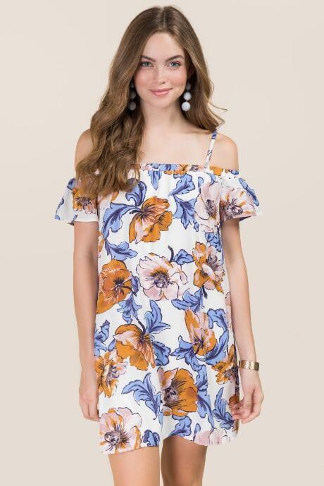 Blue Rain Tamora Floral Shift Dress - Oxford Blue