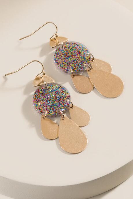 Francesca's Annabelle Glitter Drop Earrings - Multi