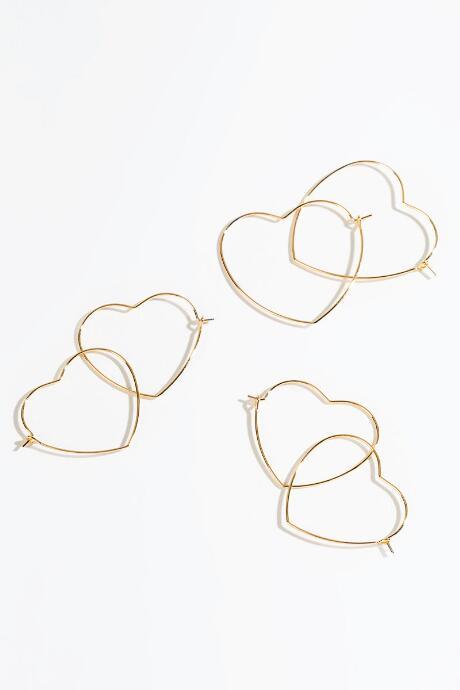 Francesca's Adelise Wire Heart Hoop Set - Gold