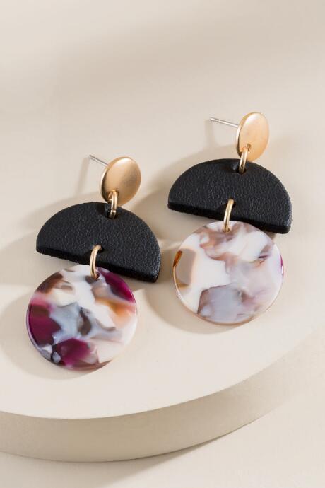 Francesca's Axel Marbled Resin Earrings In Multi - Multi