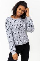Francesca's Wyndlyn Leopard Print Sweater - Gray