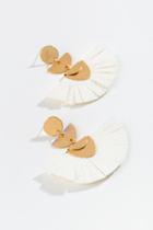 Francesca's Gigi Leather Fan Earrings - Ivory