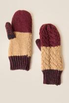 Francesca's Karla Cable Knit Gloves - Burgundy