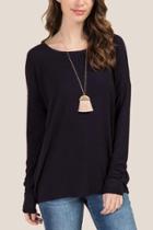 Francesca's Sabine Basic Dolman Jersey Top - Navy