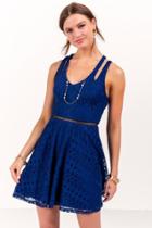 Francesca Inchess Elsie Lace Fit And Flare Dress - Navy